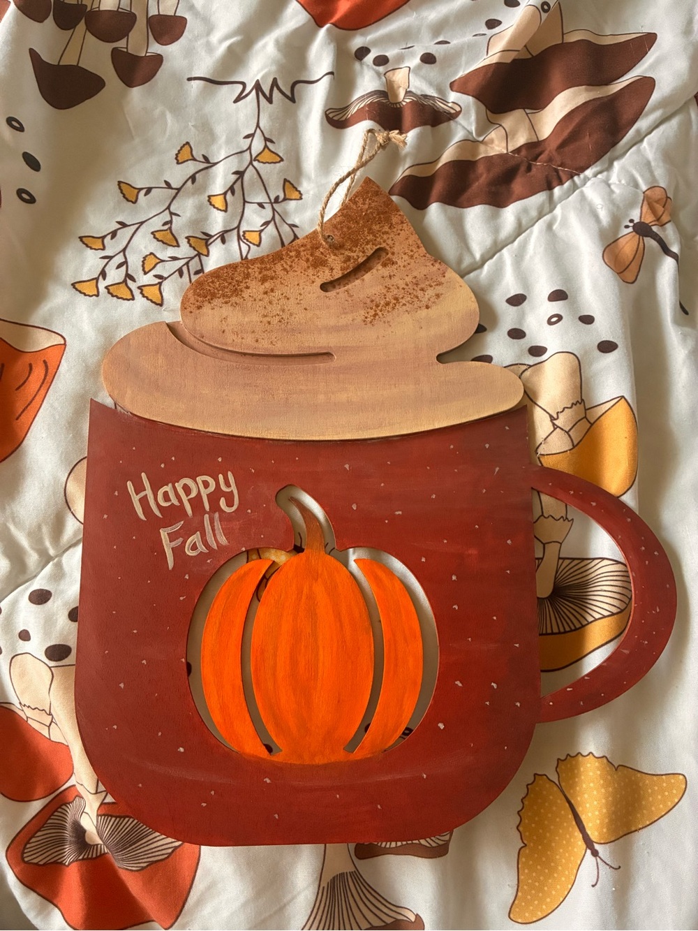 Happy Fall Pumpkin Mug Wall Decor - Red & Orange